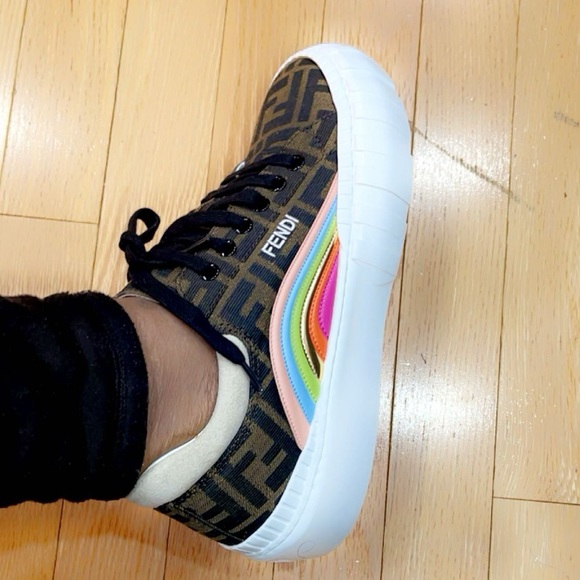 Fendi FORCE LT Sneaker, Rainbow, FF Canvas Suede - Picture 2 of 2